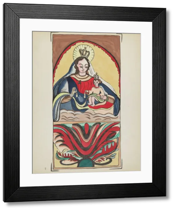 Framed Print : Plate 7: Our Lady of Mt. Carmel: From Portfolio Spanish Colonial Designs of New Mexico, 1935 / 1942. Creator: Unknown Framed Print : Plate 7: Our Lady of Mt. Carmel: From Portfolio Spanish Colonial Designs of New Mexico, 1935 / 1942. Creator: Unknown