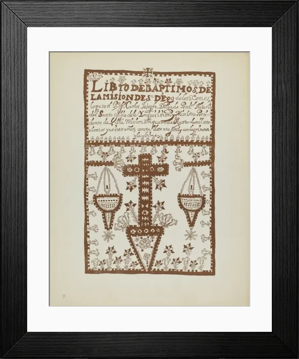 Framed Print : Plate 2: Jemez Book of Baptisms: From Portfolio Spanish Colonial Designs of New Mexico, 1935 / 1942. Creator: Unknown Framed Print : Plate 2: Jemez Book of Baptisms: From Portfolio Spanish Colonial Designs of New Mexico, 1935 / 1942. Creator: Unknown