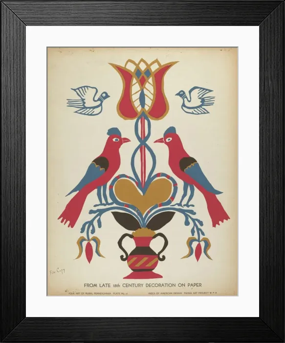 Framed Print : Plate 15: From the Portfolio Folk Art of Rural Pennsylvania, c. 1939. Creator: Unknown Framed Print : Plate 15: From the Portfolio Folk Art of Rural Pennsylvania, c. 1939. Creator: Unknown