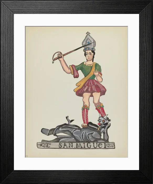 Framed Print : Plate 38: Saint Michael: From Portfolio Spanish Colonial Designs of New Mexico, 1935 / 1942. Creator: Unknown Framed Print : Plate 38: Saint Michael: From Portfolio Spanish Colonial Designs of New Mexico, 1935 / 1942. Creator: Unknown