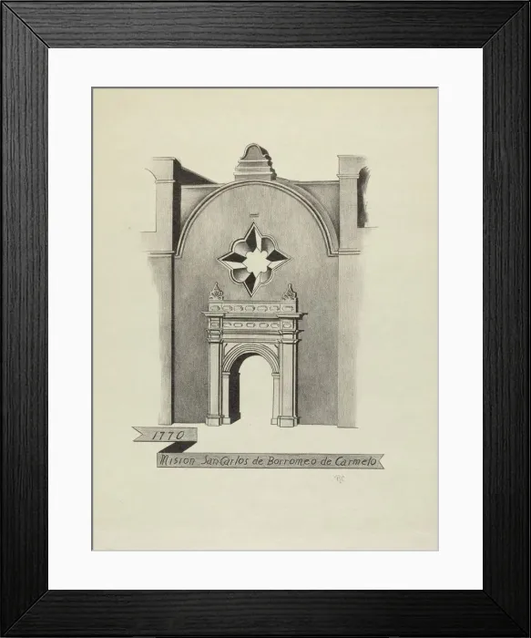 Framed Print : Mision San Carlos de Borromeo de Carmelo, 1935 / 1942. Creator: James Jones Framed Print : Mision San Carlos de Borromeo de Carmelo, 1935 / 1942. Creator: James Jones