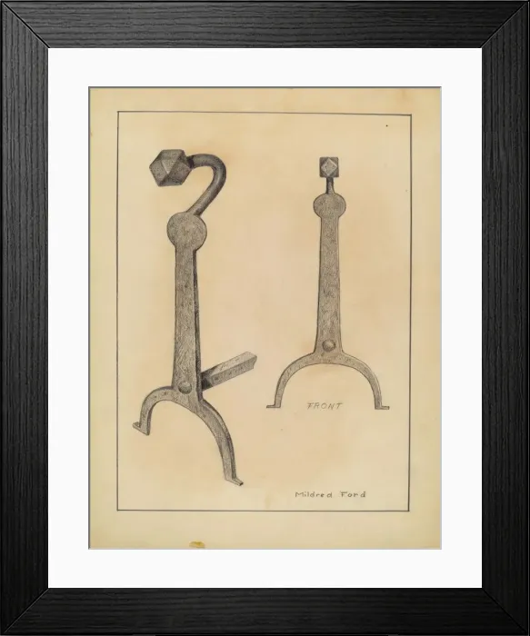 Framed Print : Andiron, c. 1936. Creator: Mildred Ford Framed Print : Andiron, c. 1936. Creator: Mildred Ford
