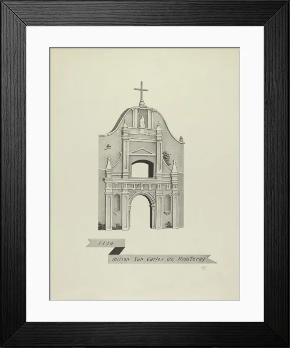 Framed Print : Mision San Carlos de Monterey, 1935 / 1942. Creator: James Jones Framed Print : Mision San Carlos de Monterey, 1935 / 1942. Creator: James Jones
