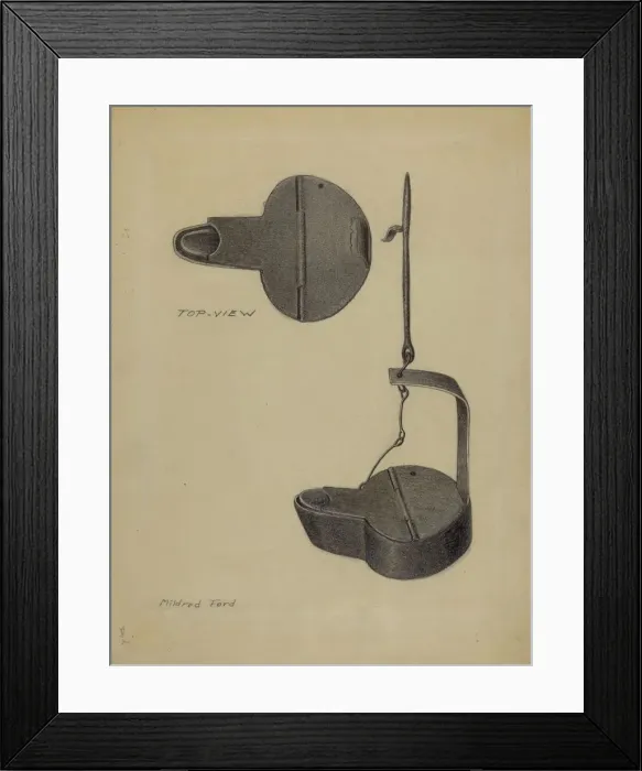 Framed Print : Betty Lamp, c. 1937. Creator: Mildred Ford Framed Print : Betty Lamp, c. 1937. Creator: Mildred Ford