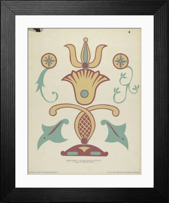 Framed Print : San Juan Capistrano Mission Border Design from the portfolio Decorative Art... 1935 / 1942. Creator: Unknown Framed Print : San Juan Capistrano Mission Border Design from the portfolio Decorative Art... 1935 / 1942. Creator: Unknown