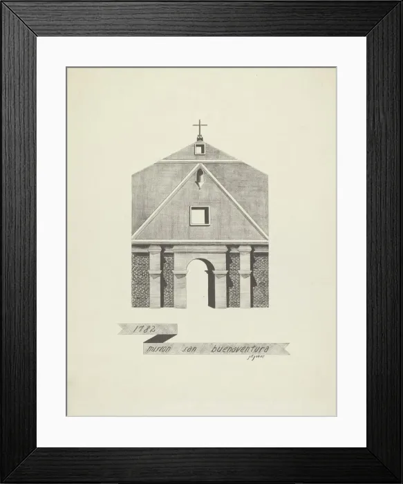 Framed Print : Mision San Buenaventura, 1935 / 1942. Creator: James Jones Framed Print : Mision San Buenaventura, 1935 / 1942. Creator: James Jones