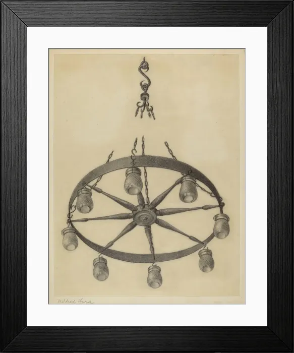 Framed Print : Chandelier, c. 1936. Creator: Mildred Ford Framed Print : Chandelier, c. 1936. Creator: Mildred Ford