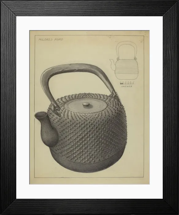 Framed Print : Tea Kettle, c. 1936. Creator: Mildred Ford Framed Print : Tea Kettle, c. 1936. Creator: Mildred Ford