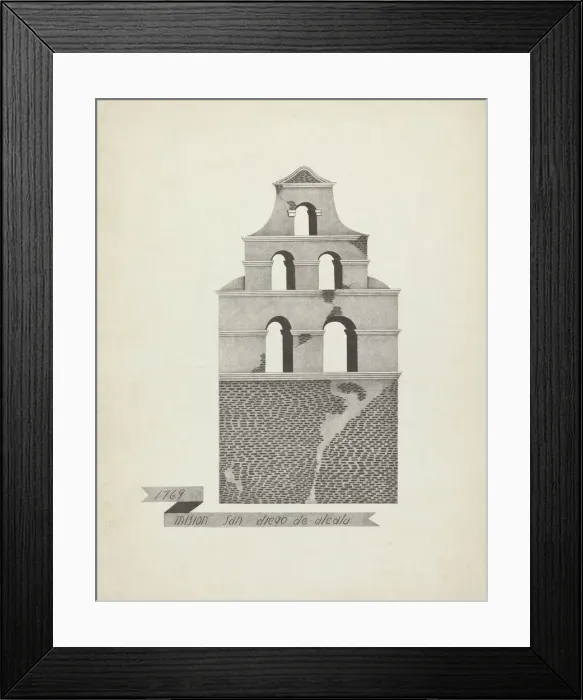 Framed Print : Mision San Diego de Alcala. Creator: James Jones Framed Print : Mision San Diego de Alcala. Creator: James Jones