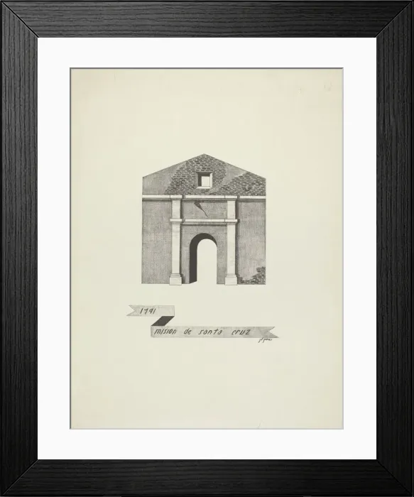 Framed Print : Mision de Santa Cruz, 1935 / 1942. Creator: James Jones Framed Print : Mision de Santa Cruz, 1935 / 1942. Creator: James Jones