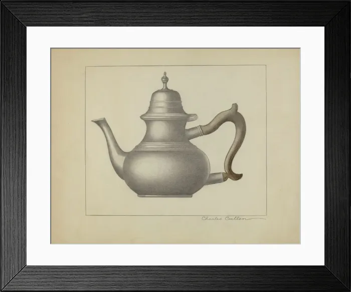 Framed Print : Pewter Teapot, c. 1936. Creator: Charles Cullen Framed Print : Pewter Teapot, c. 1936. Creator: Charles Cullen
