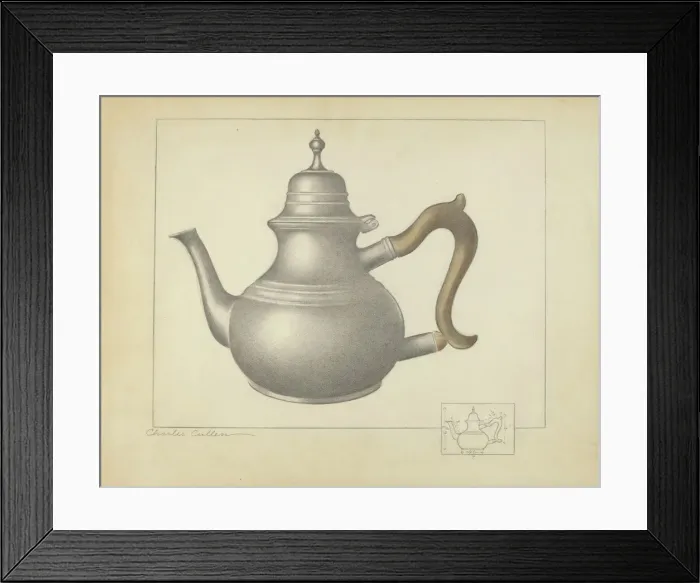 Framed Print : Pewter Teapot, 1935 / 1942. Creator: Charles Cullen Framed Print : Pewter Teapot, 1935 / 1942. Creator: Charles Cullen