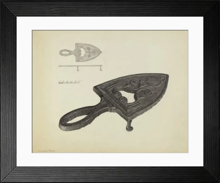 Framed Print : Flat Iron Holder, c. 1937. Creator: Mildred Ford Framed Print : Flat Iron Holder, c. 1937. Creator: Mildred Ford