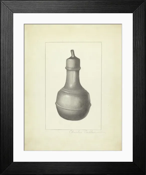 Framed Print : Pewter Nursing Bottle, 1935 / 1942. Creator: Charles Cullen Framed Print : Pewter Nursing Bottle, 1935 / 1942. Creator: Charles Cullen