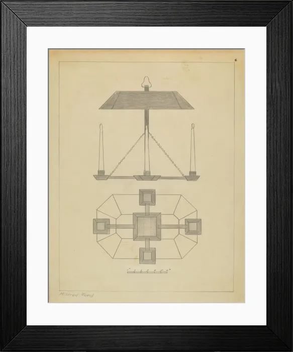 Framed Print : Chandelier, c. 1937. Creator: Mildred Ford Framed Print : Chandelier, c. 1937. Creator: Mildred Ford