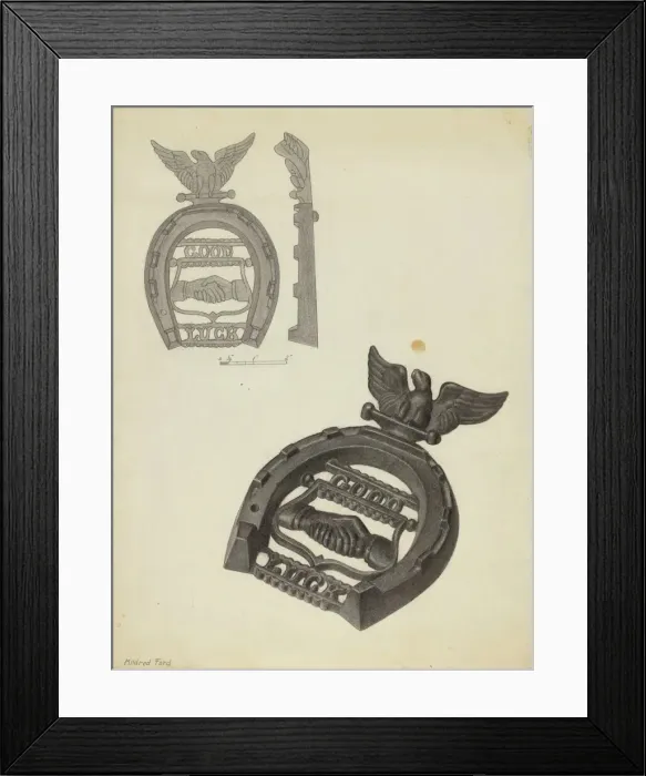 Framed Print : Flat Iron Holder, c. 1938. Creator: Mildred Ford Framed Print : Flat Iron Holder, c. 1938. Creator: Mildred Ford