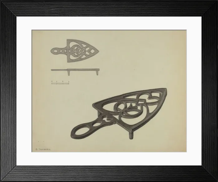 Framed Print : Pa. German Flat-iron Holder, c. 1938. Creator: Gordon Sanborn Framed Print : Pa. German Flat-iron Holder, c. 1938. Creator: Gordon Sanborn
