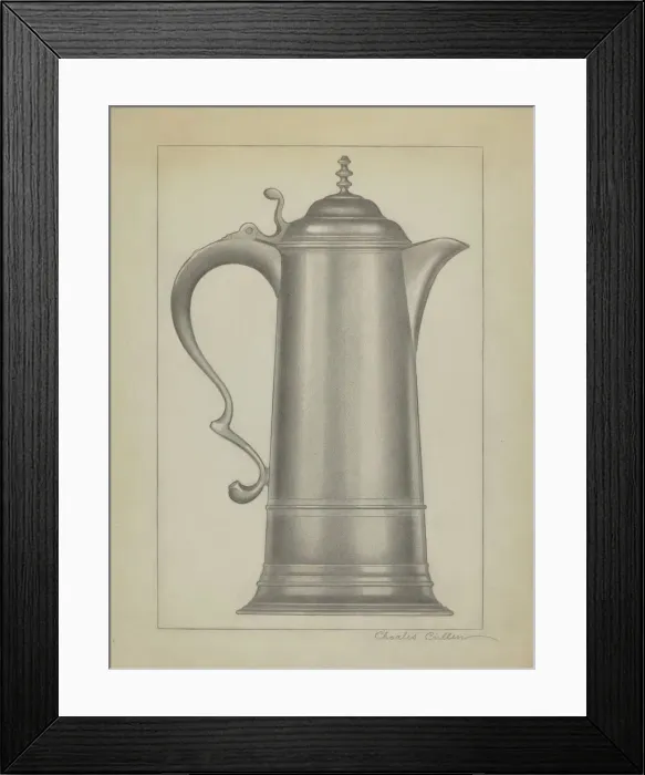 Framed Print : Pewter Flagon, c. 1936. Creator: Charles Cullen Framed Print : Pewter Flagon, c. 1936. Creator: Charles Cullen