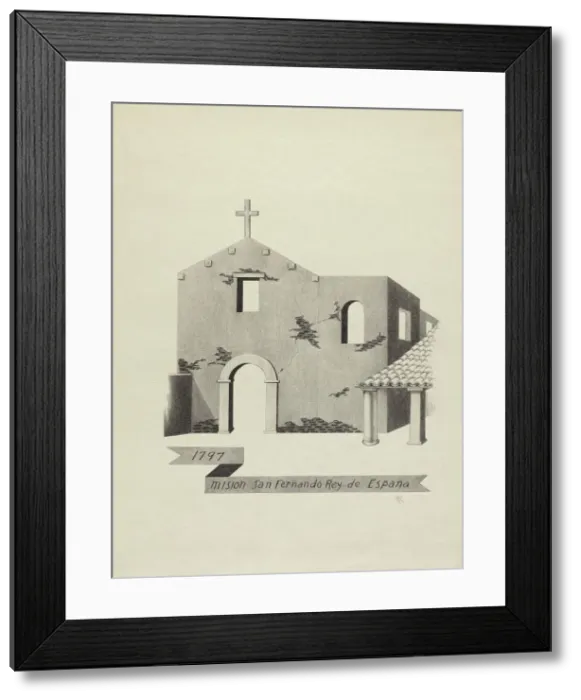 Framed Print : Mision San Fernando Rey de Espana, 1953 / 1942. Creator: James Jones Framed Print : Mision San Fernando Rey de Espana, 1953 / 1942. Creator: James Jones