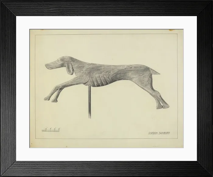 Framed Print : Running Dog Weather Vane, c. 1936. Creator: Gordon Sanborn Framed Print : Running Dog Weather Vane, c. 1936. Creator: Gordon Sanborn