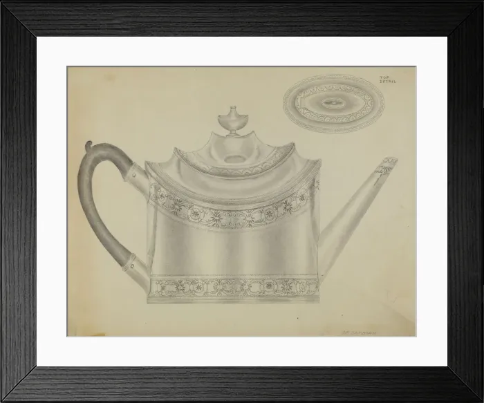 Framed Print : Silver Teapot, c. 1936. Creator: Gordon Sanborn Framed Print : Silver Teapot, c. 1936. Creator: Gordon Sanborn