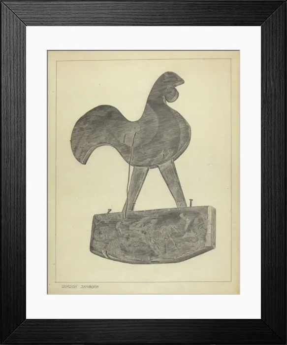 Framed Print : Cock Weather Vane, c. 1937. Creator: Gordon Sanborn Framed Print : Cock Weather Vane, c. 1937. Creator: Gordon Sanborn
