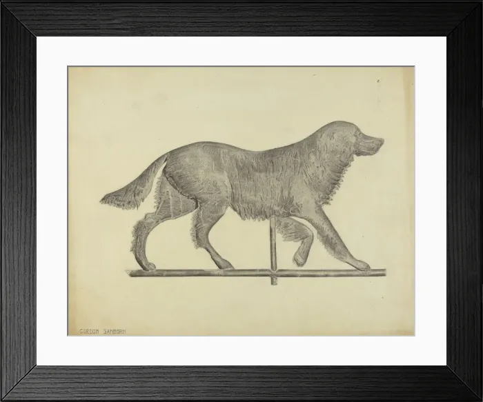 Framed Print : Dog Weather Vane, c. 1938. Creator: Gordon Sanborn