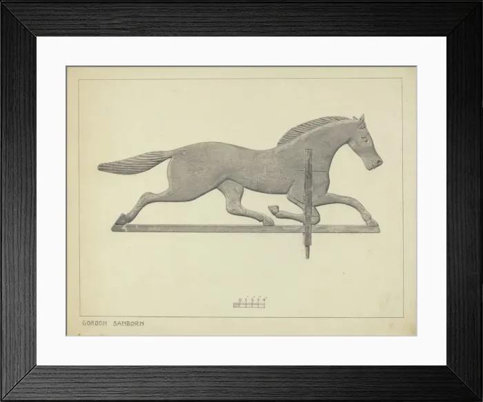 Framed Print : Horse Weather Vane, c. 1937. Creator: Gordon Sanborn Framed Print : Horse Weather Vane, c. 1937. Creator: Gordon Sanborn