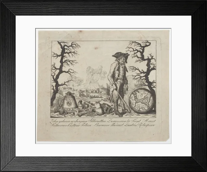 Framed Print : Caricature and hidden silhouette representations of Lafayette and others, 18th cen... 18th century. Creator: Anon Framed Print : Caricature and hidden silhouette representations of Lafayette and others, 18th cen... 18th century. Creator: Anon