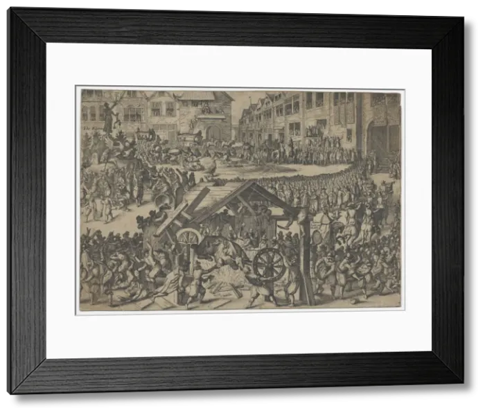Framed Print : People celebrating at the coronation of Ferdinand II in Frankfurt, 16th century. 16th century. Creator: Anon Framed Print : People celebrating at the coronation of Ferdinand II in Frankfurt, 16th century. 16th century. Creator: Anon