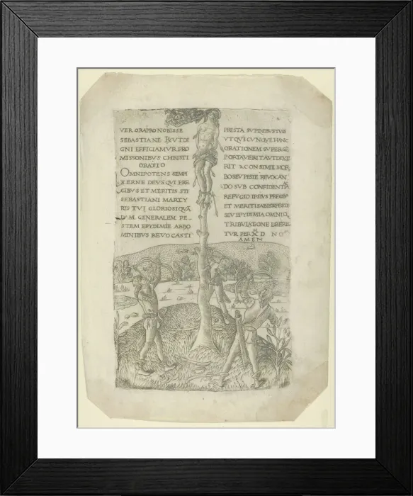 Framed Print : The Martyrdom of Saint Sebastian, with three archers, ca. 1480-90. ca. 1480-90. Creator: Anon