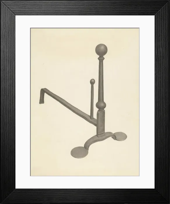 Framed Print : Andiron (one of pair), c. 1938. Creator: Gordon Sanborn Framed Print : Andiron (one of pair), c. 1938. Creator: Gordon Sanborn