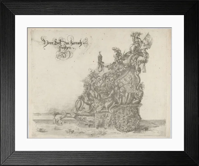 Framed Print : Procession, with a male and female figure seated on a float, 16th century. 16th century. Creator: Anon