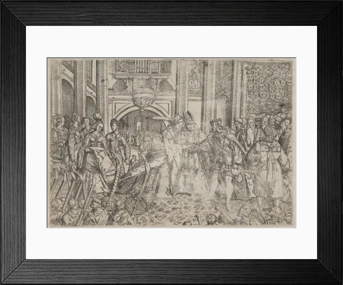 Framed Print : A princely wedding performed by a bishop, late 16th century. late 16th century. Creator: Anon Framed Print : A princely wedding performed by a bishop, late 16th century. late 16th century. Creator: Anon