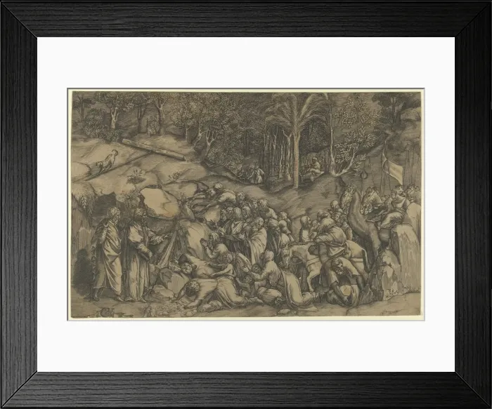 Framed Print : Moses striking the Rock, 1530-50. 1530-50. Creator: Anon