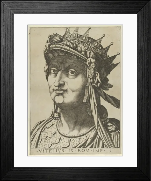 Framed Print : Plate 9: Aulus Vitellius with his head turned slightly to the left, from The Twelve Ca... 1610-40. Creator: Anon Framed Print : Plate 9: Aulus Vitellius with his head turned slightly to the left, from The Twelve Ca... 1610-40. Creator: Anon