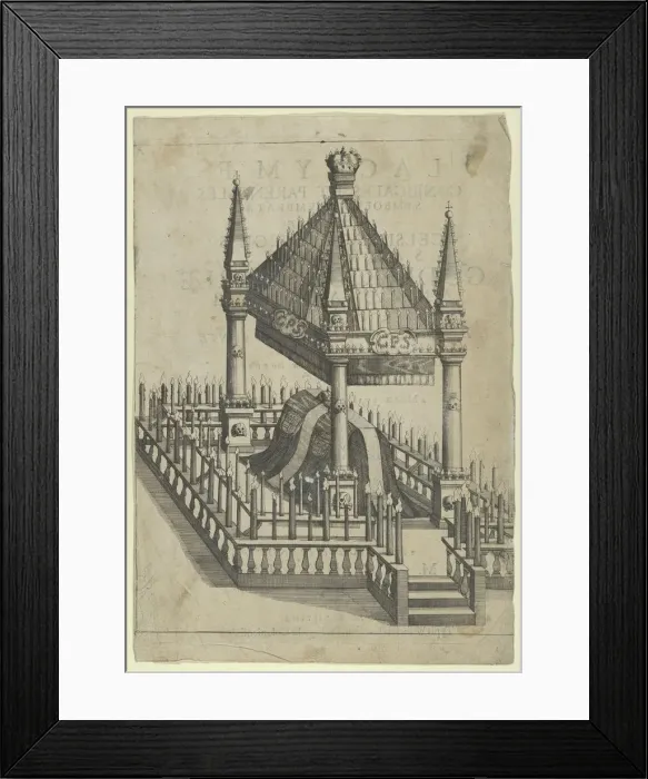 Framed Print : Catafalque for Prince Gottfried Maria Ignaz, frontispiece to Lacrymae Conjugales et Paren... 1677. Creator: Anon Framed Print : Catafalque for Prince Gottfried Maria Ignaz, frontispiece to Lacrymae Conjugales et Paren... 1677. Creator: Anon