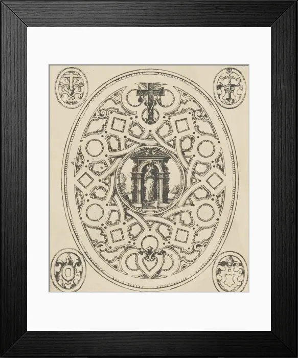 Framed Print : The standing Virgin with an elaborate ornamental frame, 17th century. 17th century. Creator: Anon Framed Print : The standing Virgin with an elaborate ornamental frame, 17th century. 17th century. Creator: Anon