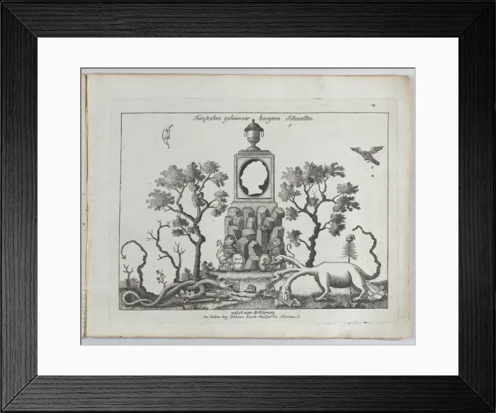 Framed Print : Landscape containing fifteen silhouettes, 1793-1800. Creator: Anon Framed Print : Landscape containing fifteen silhouettes, 1793-1800. Creator: Anon