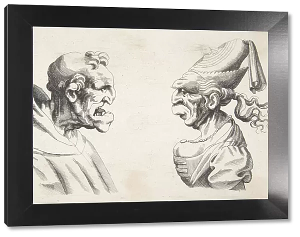 Two Grotesque Heads, 1640s. 1640s. Creator: Anon