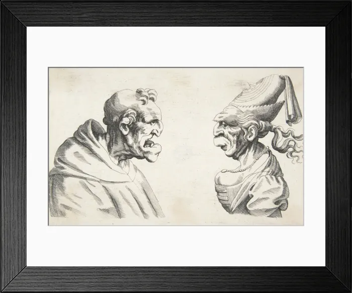 Framed Print : Two Grotesque Heads, 1640s. 1640s. Creator: Anon Framed Print : Two Grotesque Heads, 1640s. 1640s. Creator: Anon