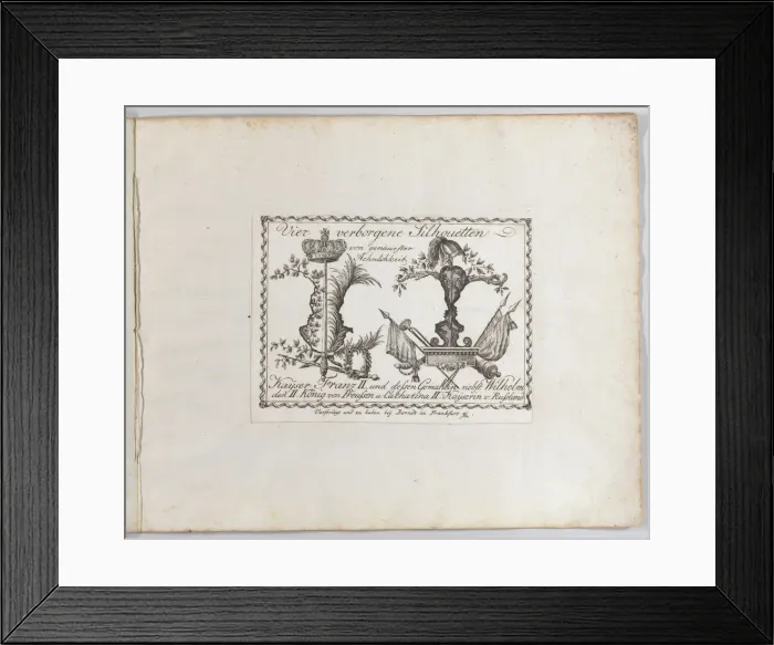 Framed Print : Landscape containing four silhouettes, 1793-1800. Creator: Anon Framed Print : Landscape containing four silhouettes, 1793-1800. Creator: Anon