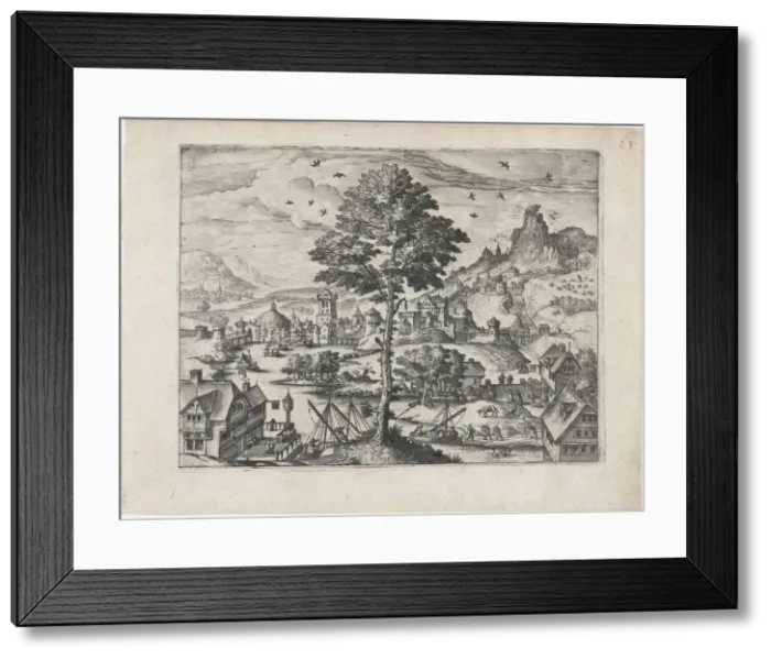 Framed Print : Mountain Landscape, ca. 1570. ca. 1570. Creators: Anon, Lucas Gassel Framed Print : Mountain Landscape, ca. 1570. ca. 1570. Creators: Anon, Lucas Gassel