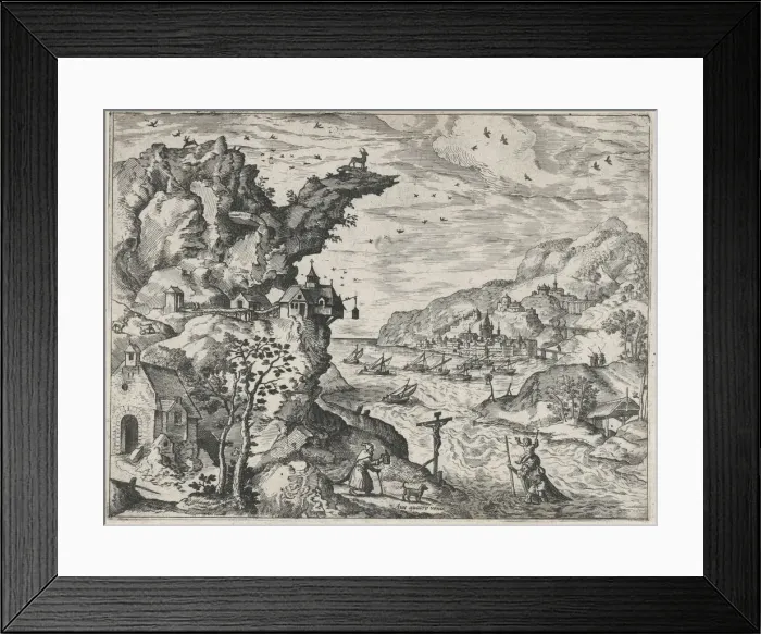 Framed Print : Landscape with Saint Christopher, ca. 1570. ca. 1570. Creators: Anon, Lucas Gassel Framed Print : Landscape with Saint Christopher, ca. 1570. ca. 1570. Creators: Anon, Lucas Gassel