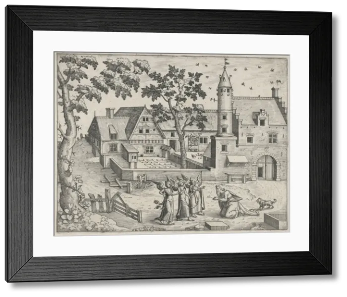 Framed Print : Landscape with Abraham and Three Angels, ca. 1570. ca. 1570. Creators: Anon, Lucas Gassel Framed Print : Landscape with Abraham and Three Angels, ca. 1570. ca. 1570. Creators: Anon, Lucas Gassel