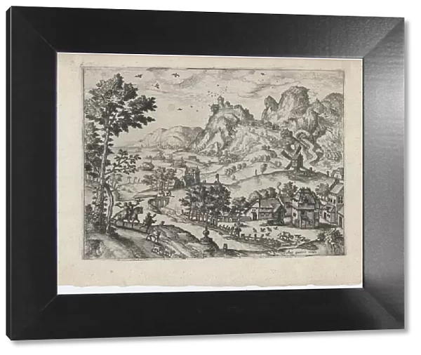 Mountain Landscape with Falconers, ca. 1570. ca. 1570. Creators: Anon, Lucas Gassel