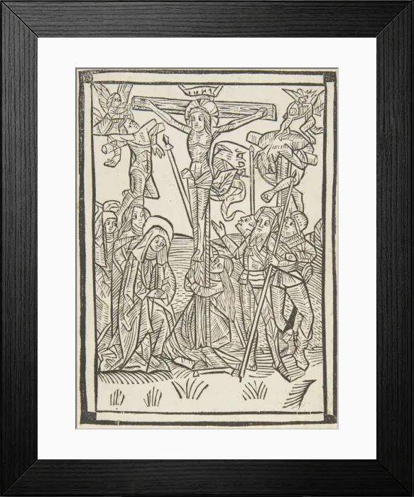 Framed Print : The Crucifixion (Schr. 486), 15th century. 15th century. Creator: Anon Framed Print : The Crucifixion (Schr. 486), 15th century. 15th century. Creator: Anon