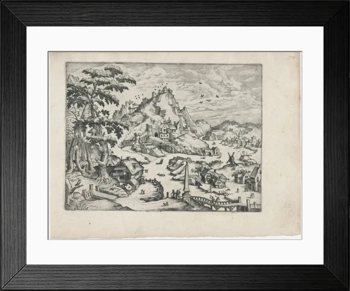 Framed Print : River Valley with Obelisk, ca. 1570. ca. 1570. Creators: Anon, Lucas Gassel Framed Print : River Valley with Obelisk, ca. 1570. ca. 1570. Creators: Anon, Lucas Gassel