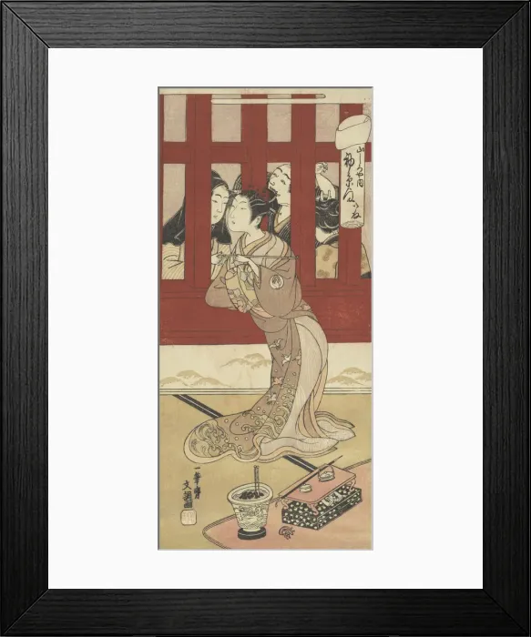 Framed Print : The Actor Bando Hikosaburo II in the Role of the Oiran Hatsuito of Yamashiro-ya, ca. 1770. Creator: Ippitsusai Buncho Framed Print : The Actor Bando Hikosaburo II in the Role of the Oiran Hatsuito of Yamashiro-ya, ca. 1770. Creator: Ippitsusai Buncho