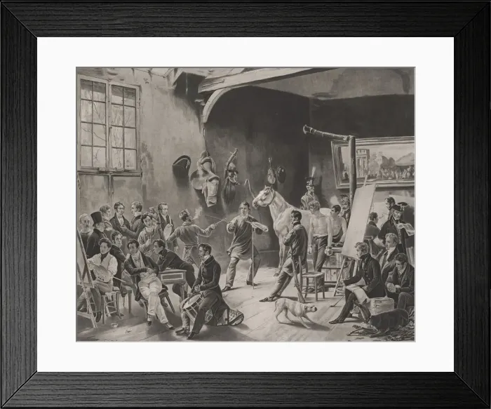 Framed Print : The Studio of Horace Vernet (Interieur d un Atelier), 1824. Creator: Emile Jean-Horace Vernet Framed Print : The Studio of Horace Vernet (Interieur d un Atelier), 1824. Creator: Emile Jean-Horace Vernet